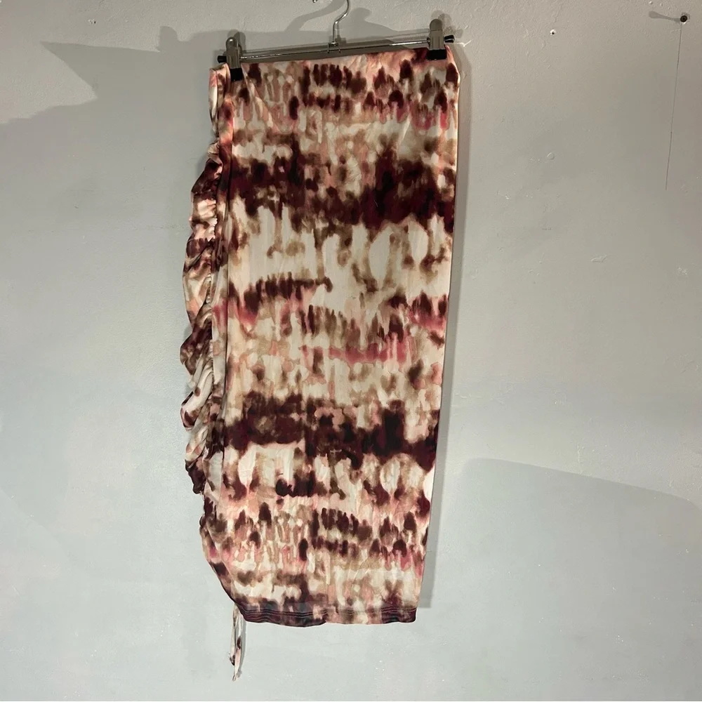 Calvin Klein Midi Skirt Side Gather Drawstring Cinch